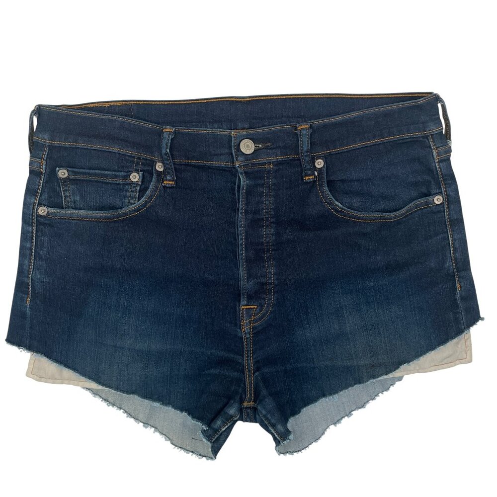 Levi’s 501 Button Fly Handmade Denim Jean Shorts Mens 34 / Womens 16 -3"Inseam